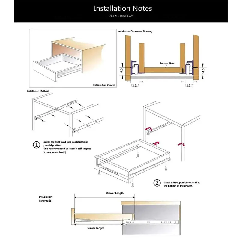 1Pair Computer Table Keyboard Drawer Slide Rails Drawer Guide Slides Cabinet Rails Chute Cabinets Roller Pulley Furniture Slides