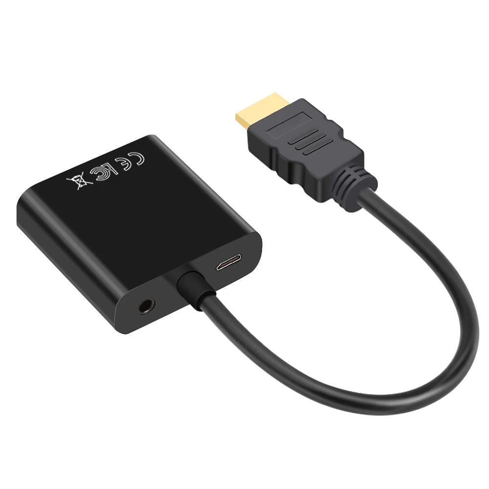 Convertidor de Cable HD 1080P HDMI compatible con VGA con fuente de alimentación de Audio adaptador HDMI macho a VGA hembra para tableta PC portátil TV