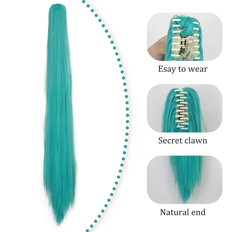 Perruque synthétique Anime Miku Cosplay, 120 cm, double queue de cheval détachable, adaptée aux femmes, pour la vie quotidienne, les fêtes, les jeux de rôle, résistante à la chaleur