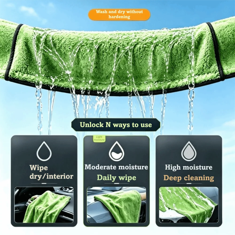 Super Absorbent Car Drying Towel Twist Loop Scratch-Free Microfiber Towel Double-Sided Large Size Drying Towel Auto Detailing