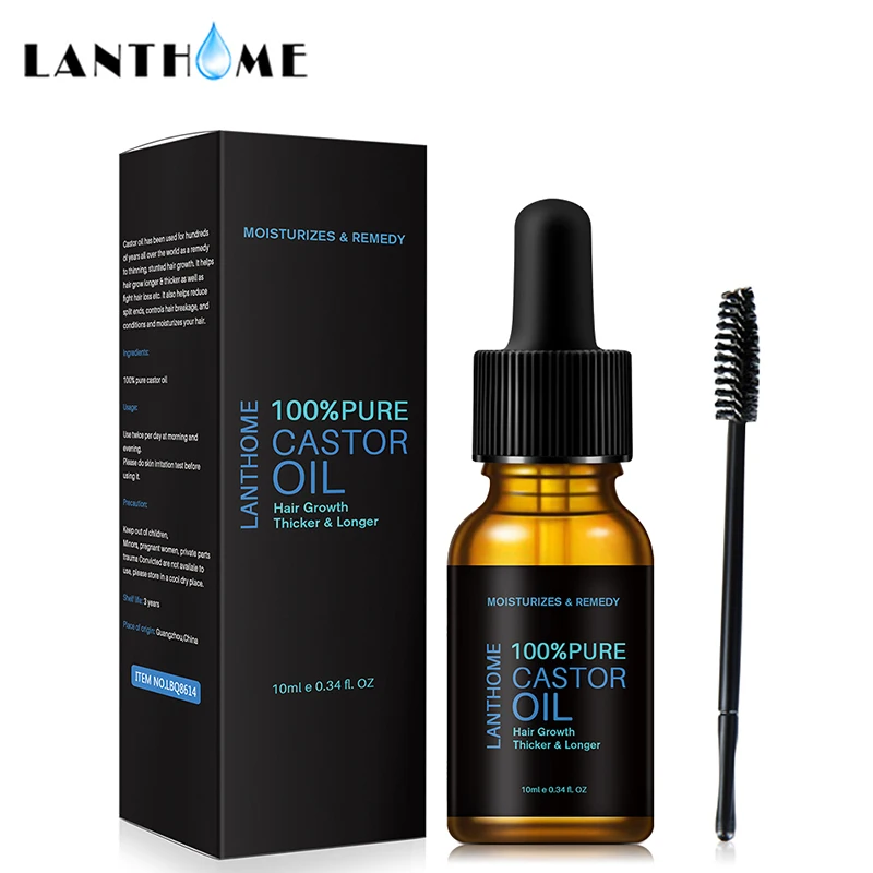 Sérum de croissance des cils à l'huile de ricin, naturel, allongement des cils plus longs, rehausseur de cils, lifting des cils, maquillage, soins des yeux, 10 ml