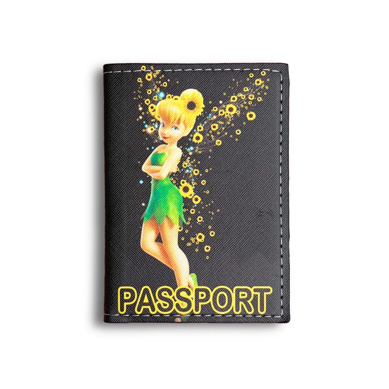 Disney Tinker Bell Passport Cover New Girls Multifunction Credit Card Organizer Case Princess PU Leather Travel Passport Holder