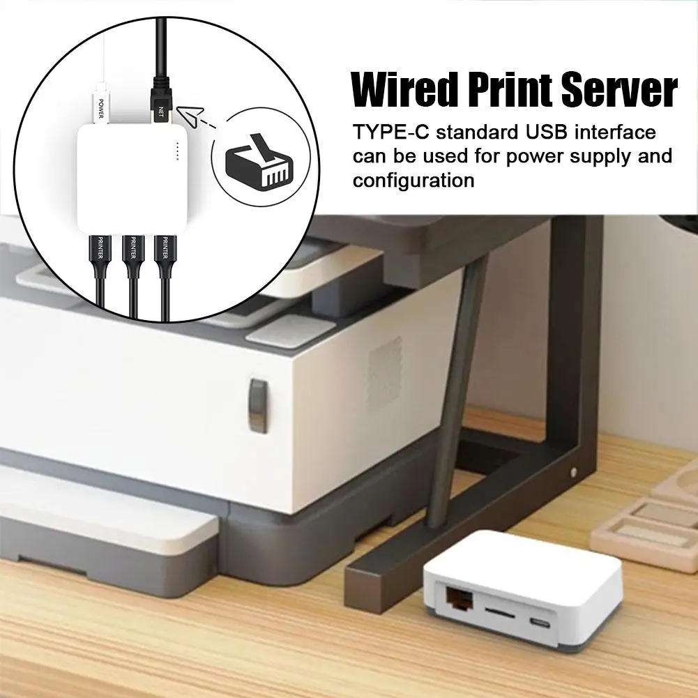 NP33 Wired Print Server Connects 3 USB Printers At Same Supports The Standard Connection Network Time Sharer WIFI/BT4.0 100 D5E4