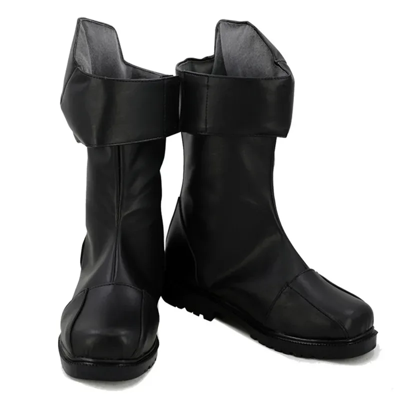 ZOBOTT Cat Noir Scarpe cosplay nere Stivali in pelle per oggetti di scena maschili per feste di Natale e Halloween