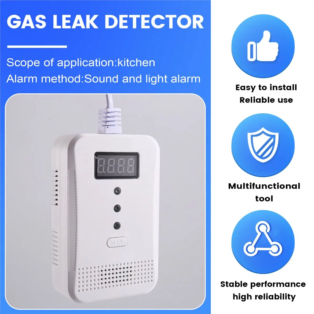 Voice Digital Display Type Carbon Monoxide Combustible Gas Detector Composite Alarm Detector EU Plug