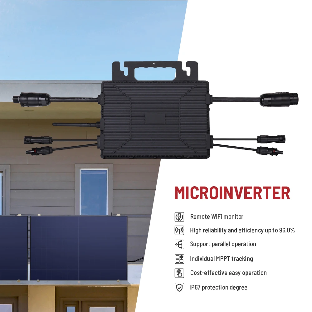800W Three Phase Grid Tie Micro Inverter 230V 50/60Hz IP65 Waterproof Single WiFi Solar System