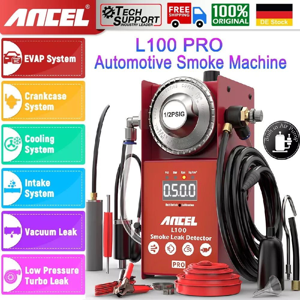 

ANCEL L100 PRO Professional EVAP Fog Machine EVAP Smoke Leak Detector Vacuum Diagnostic Smoke Machine Built-in Air Compressor