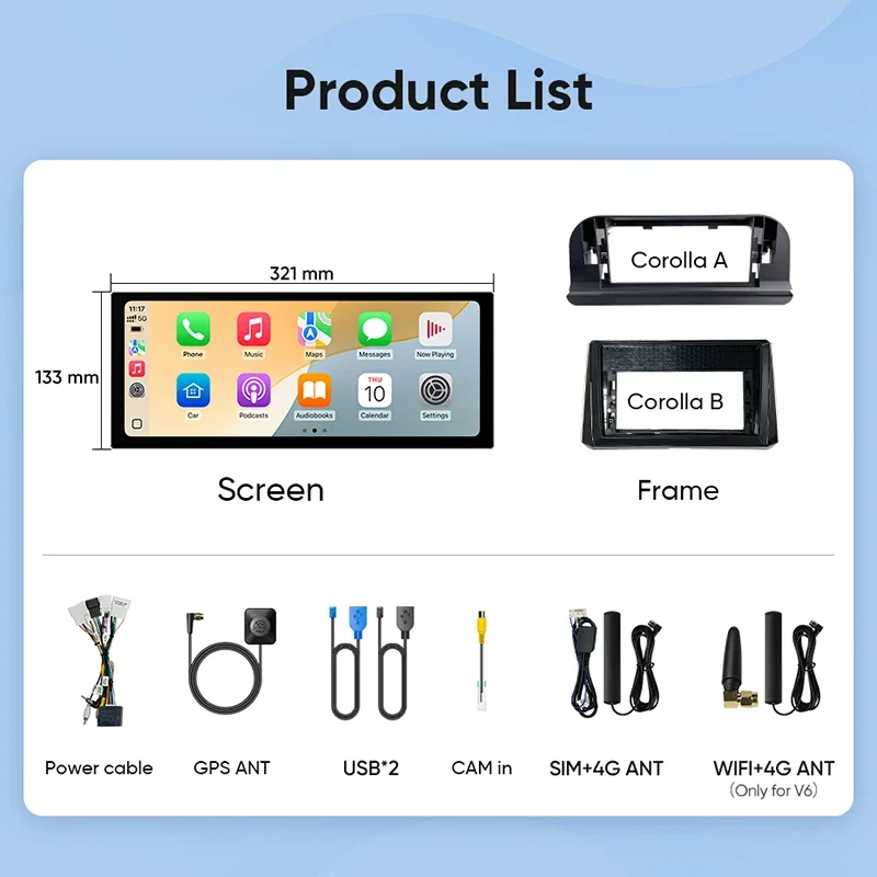 راديو سيارة Ainavi 12.3 بوصة لسيارة Toyota Corolla 2023 2024 2025 2026 E210 Qualcomm Wireless Carplay Android Auto 4G وسائط متعددة للسيارة #3