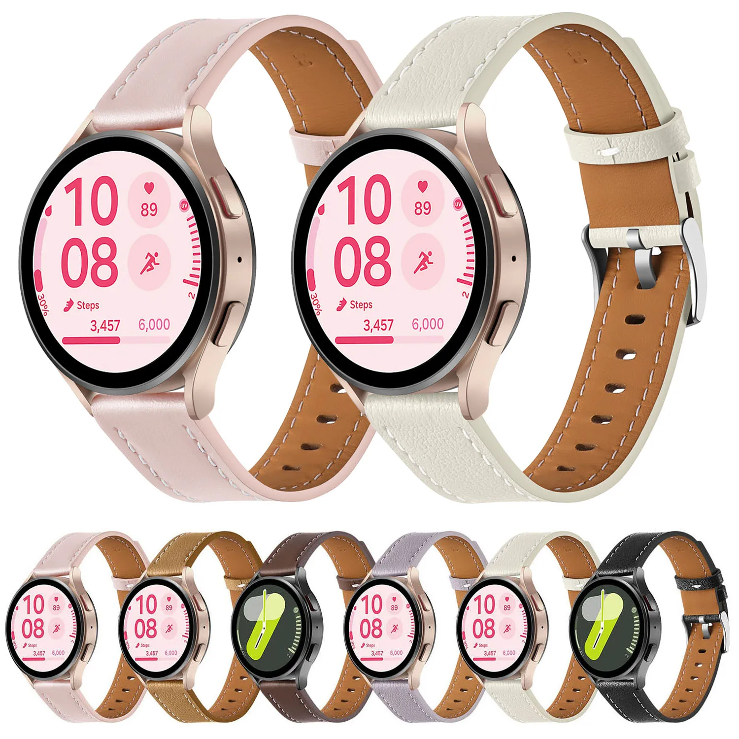 20 mm Quick-Fit-Uhrenarmband für Samsung Galaxy Watch 7, 6, 5, 4, 40, 44 mm Echtlederarmband für Galaxy Watch 6 Classic 43 mm Gürtel