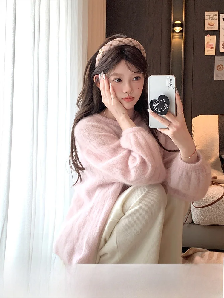 

Женский вязаный свитер Acaine из мериносовой шерсти, зимний, для многослойных образов, с длинным рукавом, круглым вырезом, однотонный топ