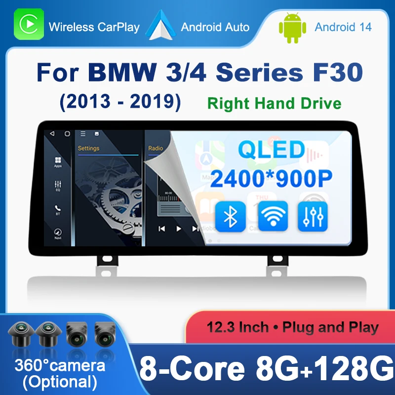 2400*900 Wireless Carplay Multimedia Screen Android Auto For BMW 3 4 series F30 F31 F32 F33 F34 F36 2013-2019 Right Hand Drvie
