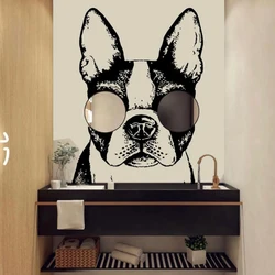 Cartoon French Dog Mirror Wall Sticker Bathroom Washouse Lover Animals Anime Wall Decal Bath Kitchen Baby Nursery Vinyl Home