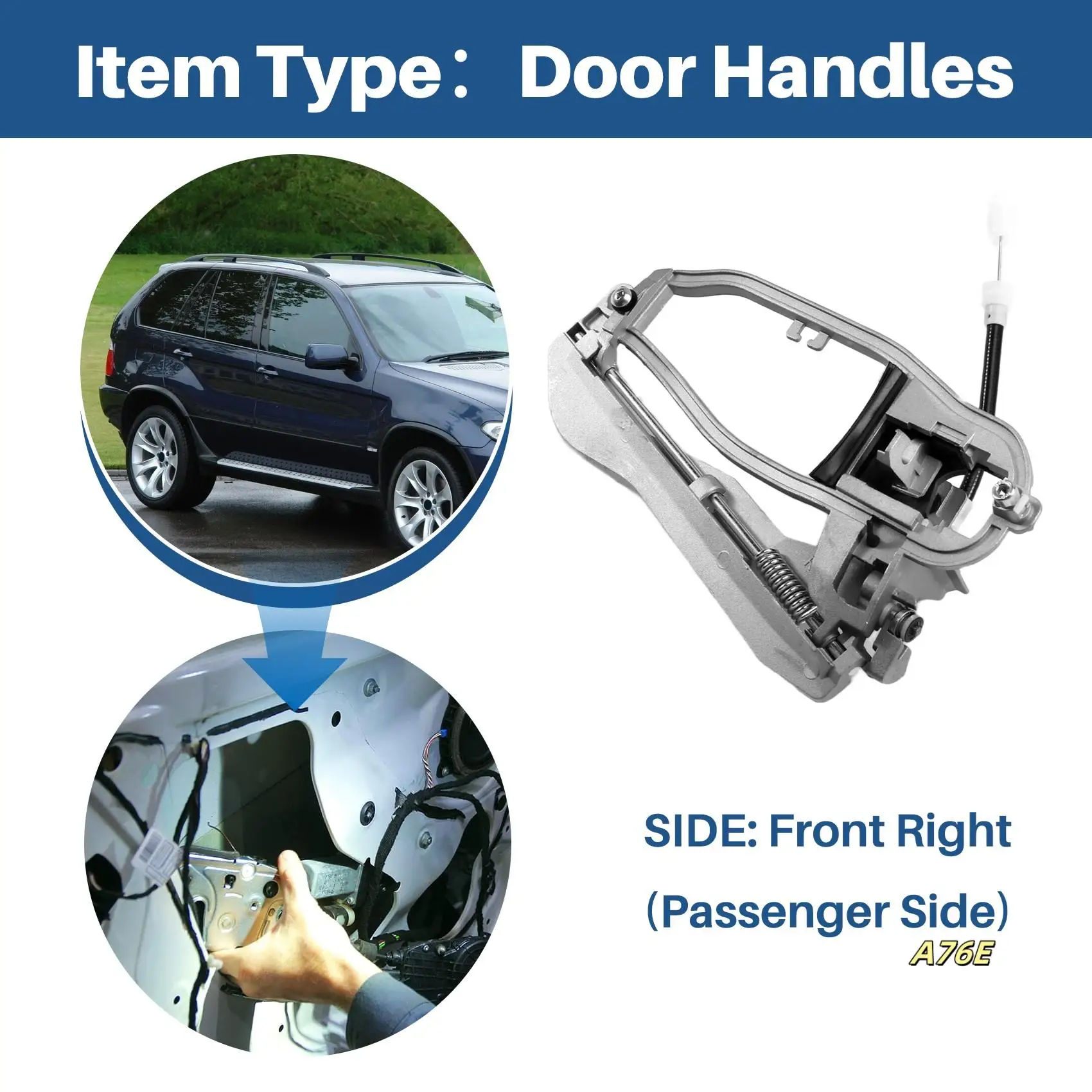 Front Right Passenger Side Mechanism 51218243618 Exterior Door Handle Forbmw X5 E53 51218243616