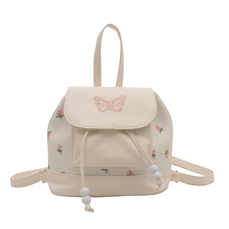 

Women Printed Bucket Backpack PU Leather Bow Cute School Backpack Adjustable Strap Simple Bucket Shoulder Bag Girls Daily Bag