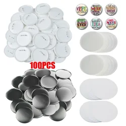 100PCS Blank Button Making Supplies 25-75mm Round Badge Parts Plastic / Metal Frosted Pin Badge Kit for Button Maker Machine