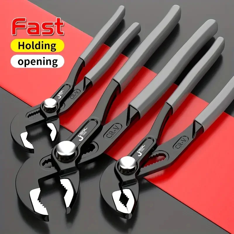 Water Pump Pliers Quick-Release Plumbing Pliers Adjustable Water Pipe Clamp Pliers Multi-functional Tool Sink Spanner Wrench