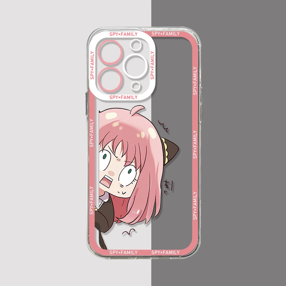 SPY X FAMILY Anime Kawaii Anya Phone Case For iPhone 15 14 13 12 11 Mini Pro Max X XR XSMax 6S 6 7 8 Plus SE20 Transparent Cover