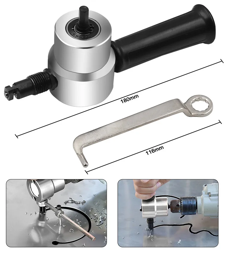 Imagem -03 - Double Headed Sheet Metal Cutting Nibbler Metal Saw Cutter Acessório de Broca Ajustável 360 Graus Ferramentas de Corte Extra