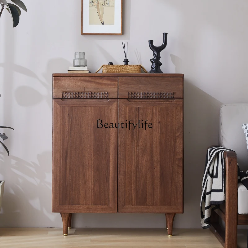 

Walnut household three-door/two-door storage cabinet entry door porch living room locker