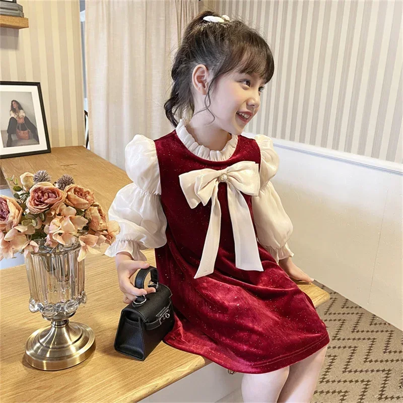 Girl Dress Kids Baby Party Evening Gown 2025 Sweet Spring Autumn Cotton Flower Girl Dress Vestido Robe Fille Children Clothing