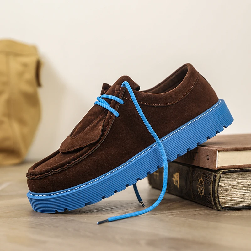 2025 New autumn and winter plus size men's shoes high-quality suede casual shoes comfortable thick sole versatile Boken shoes