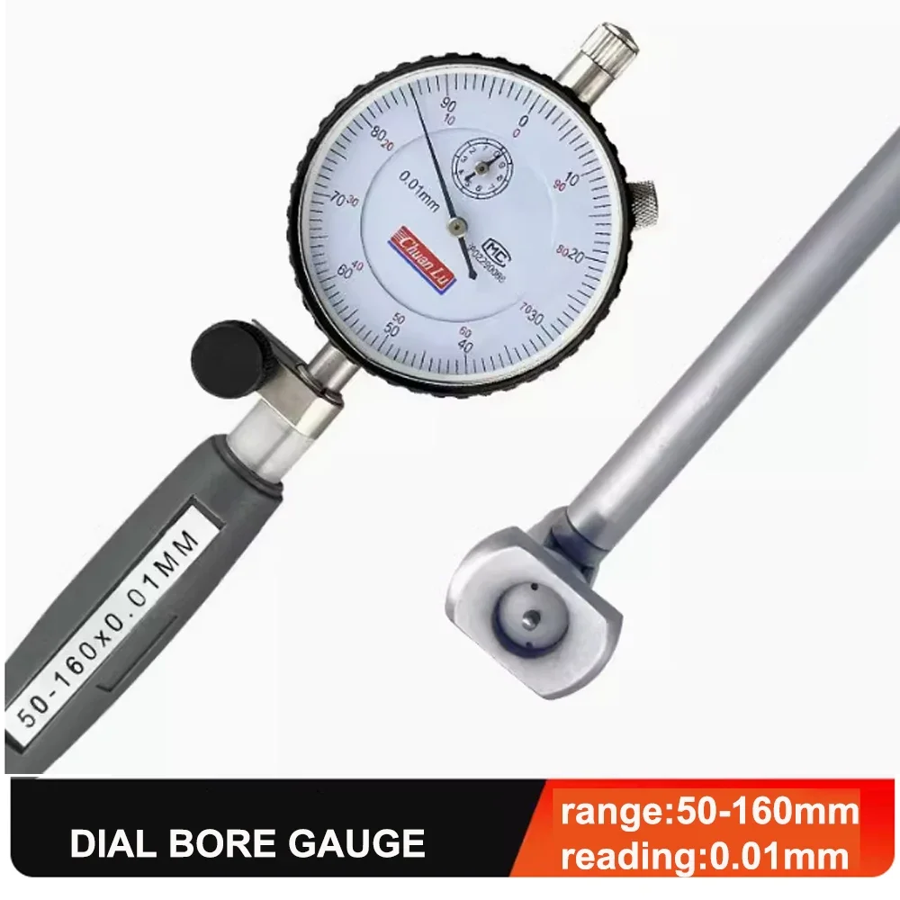 Messuhr 50–160 Mm – Innenmessuhr Mit 0,01 Mm Skala, Edelstahl, Inkl. Box, Für Durchmesser 18–35 Mm