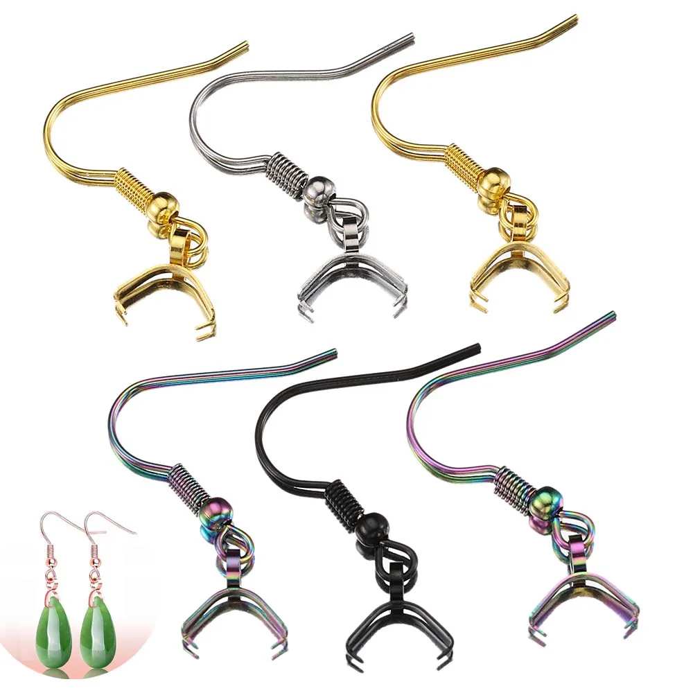 

10Pcs Stainless Steel Earring Hooks with Pendant Clasps Hypoallergenic Earwire Melon Buckle for DIY Drop Earrings Jewelry Making