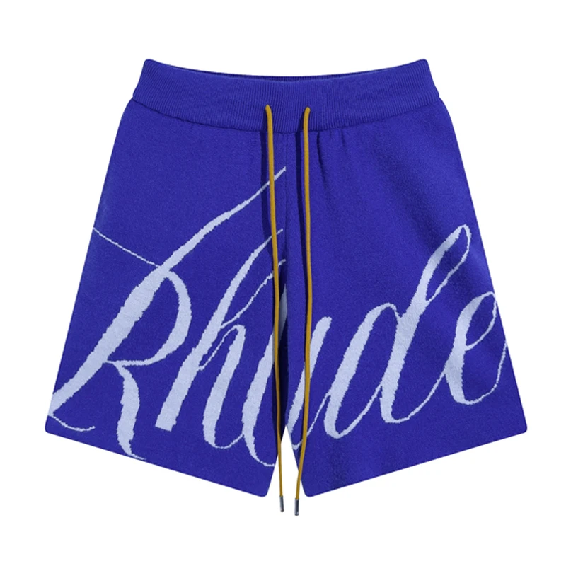 Streetwear Casual Rhude Woolen Shorts Men's Women's High Quality Jacquard Knitted Shorts