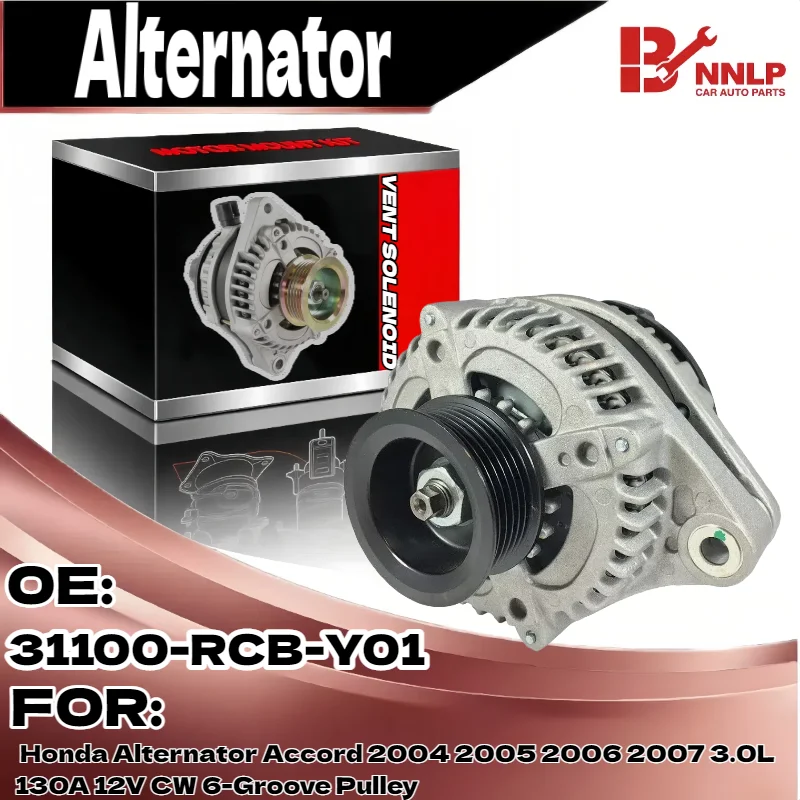 

For Honda Alternator Accord 2004 2005 2006 2007 3.0L 130A 12V CW 6-Groove Pulley 31100-RCB-Y01