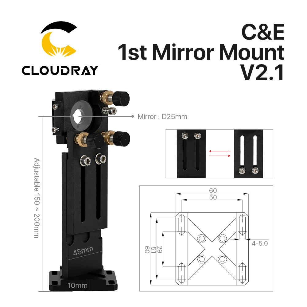 Cloudray C Series CO2 First Reflection Mirror 25mm Mount Support Integrative Holder for Laser Engraving Cutting Machine