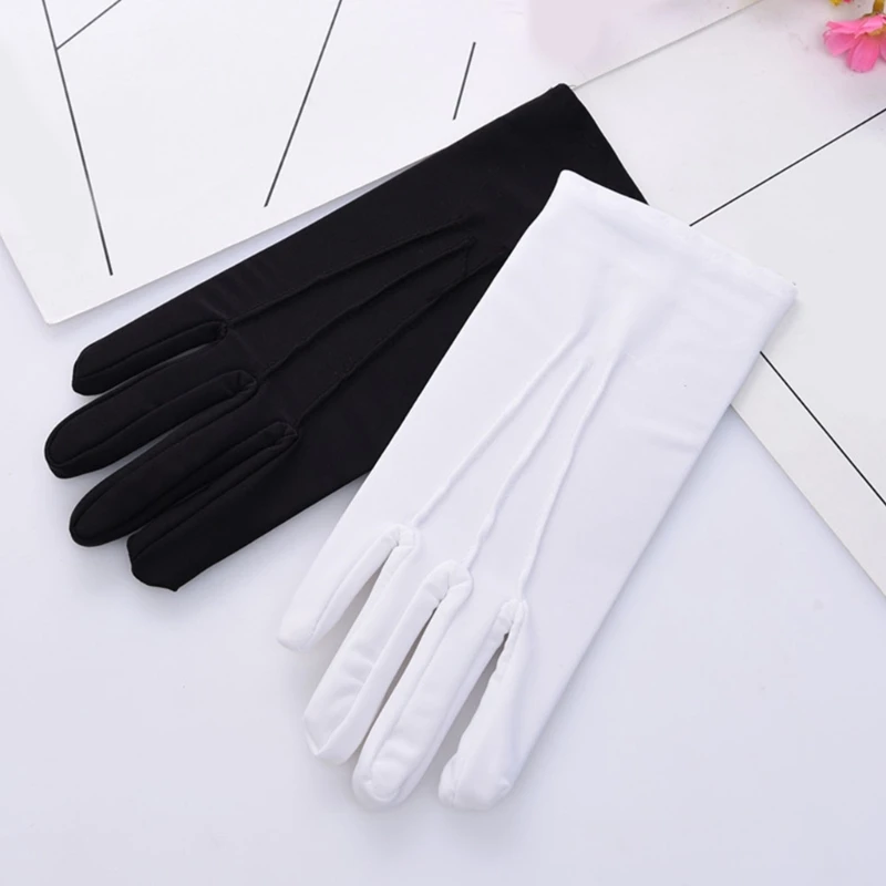 Guantes blancos, guantes formales para uniformes para niños y niñas, espectáculo arte, fiesta, guantes negros, desfile Formal