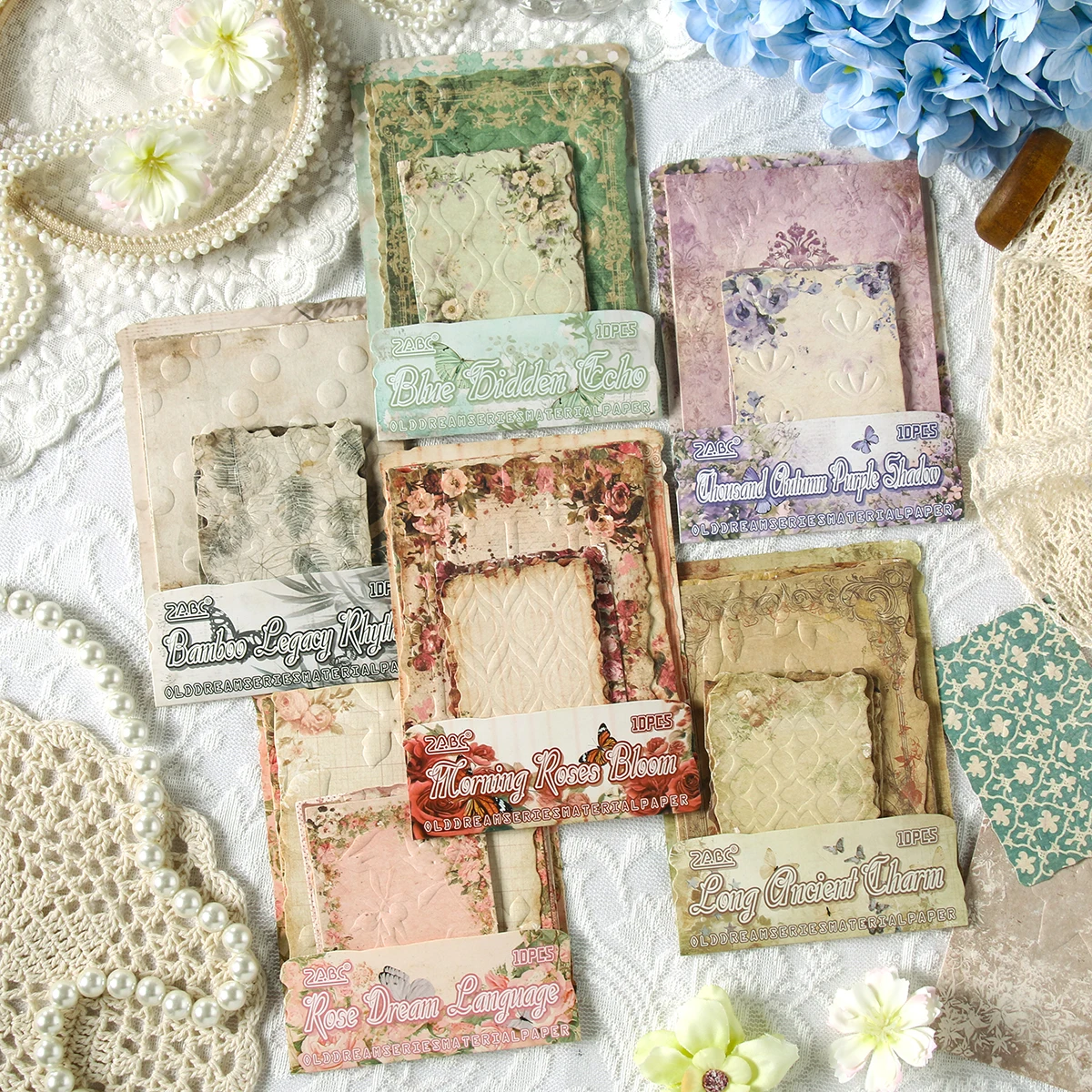 10pcs Of Vintage Plant Floral Pattern Material Paper, 6 Large And 4 Small Sheets, Decorative Cards For Reading Books And Memorie