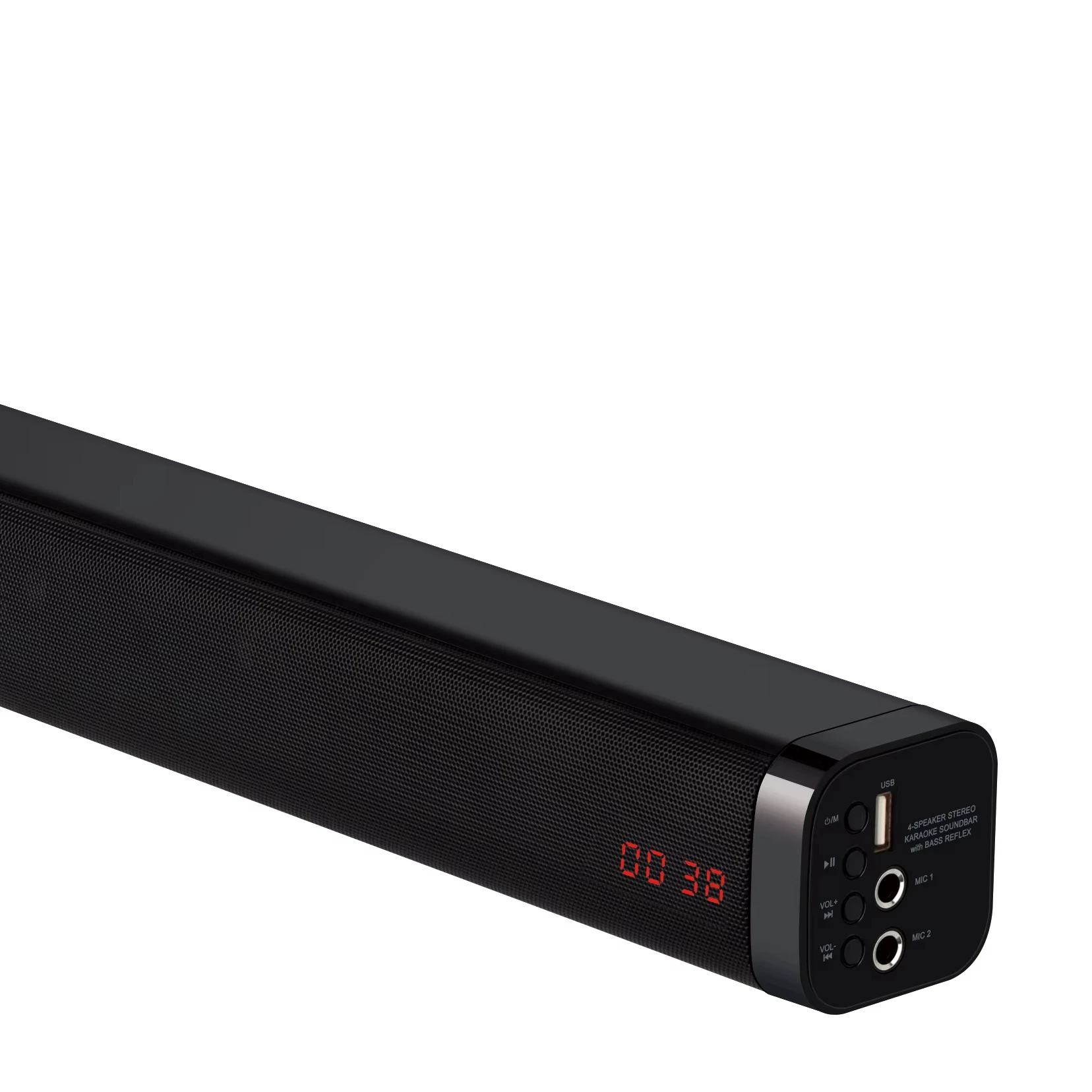 Für Bluetooth-Soundbar mit LED-Bildschirm, 2.0-Kanal, reibungslose Verbindung, USB- und AUX-Schnittstellen, mehrere Eingänge