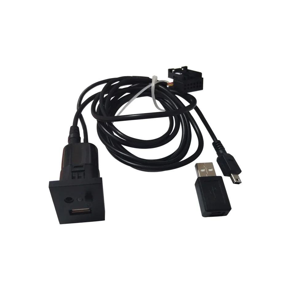 USB AUX input adapter mini usb cable slot interface button black silver styling  for ford focus 2 mk2 2009 2010 2011 accessories