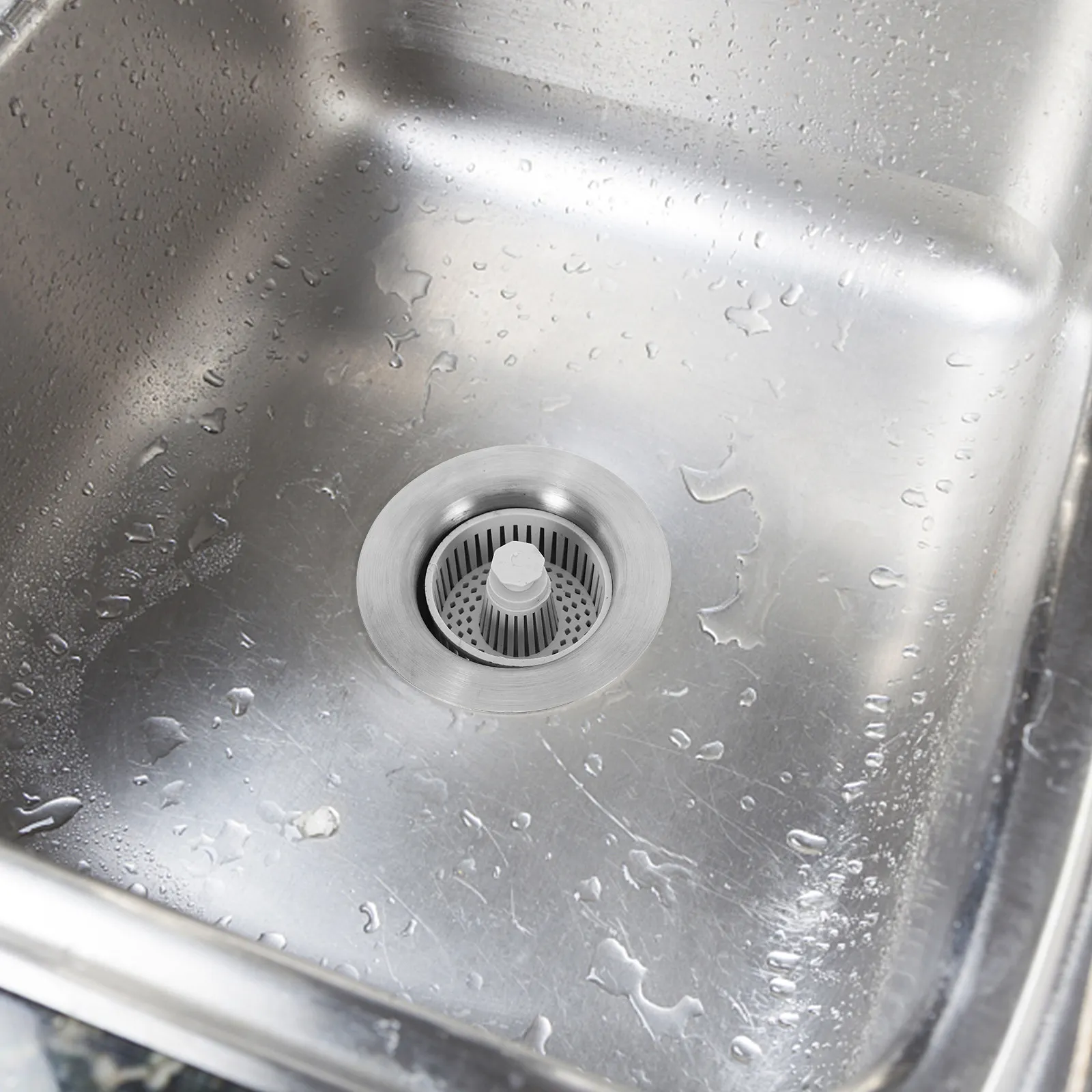 Kitchen Sink Strainer Drain Filter Stainless Steel Mesh Bounce Core Stopper Basket Odor Seal Replacement