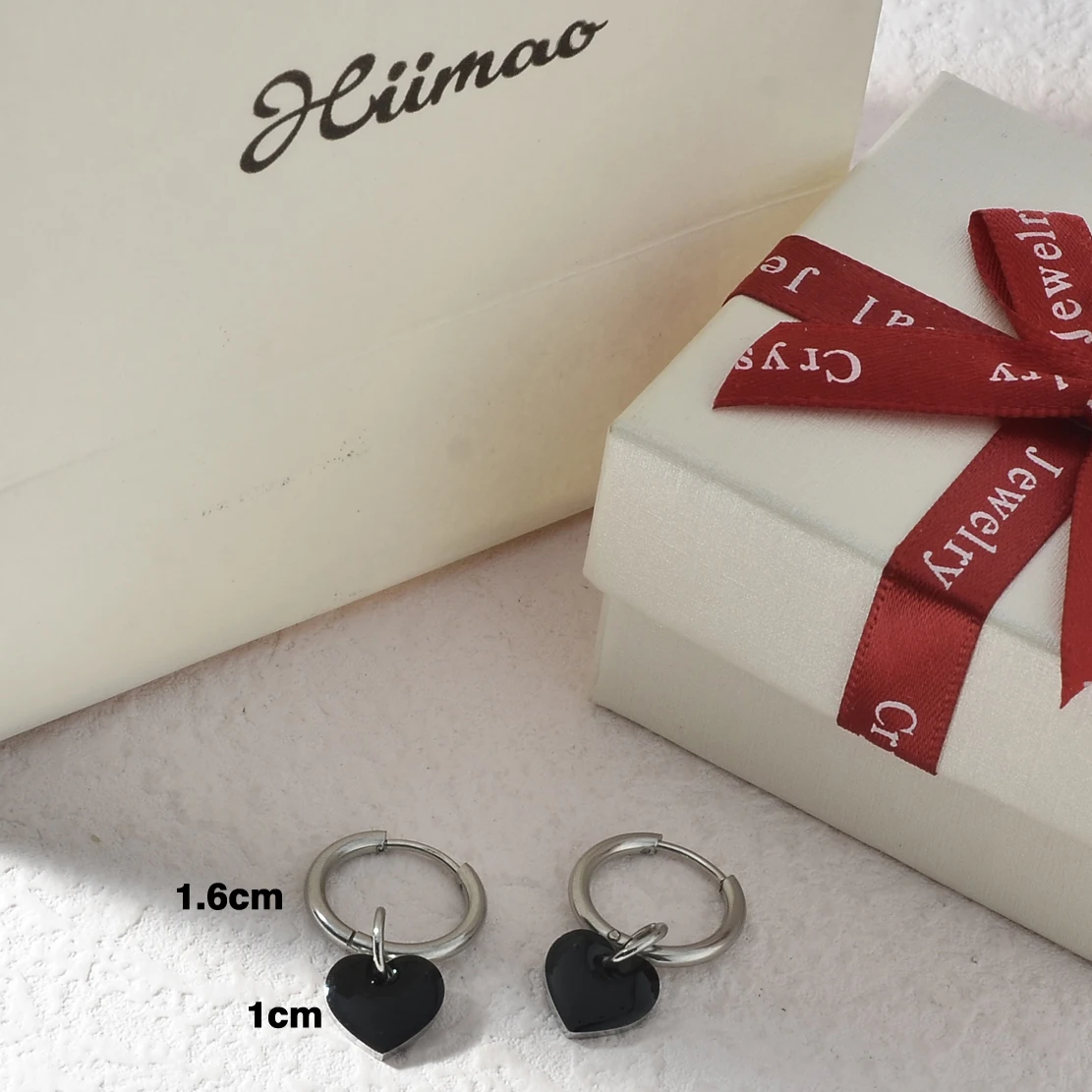 HIIMAO Stainless Steel Peach Heart Earrings Women's Jewelry Gift HME0013