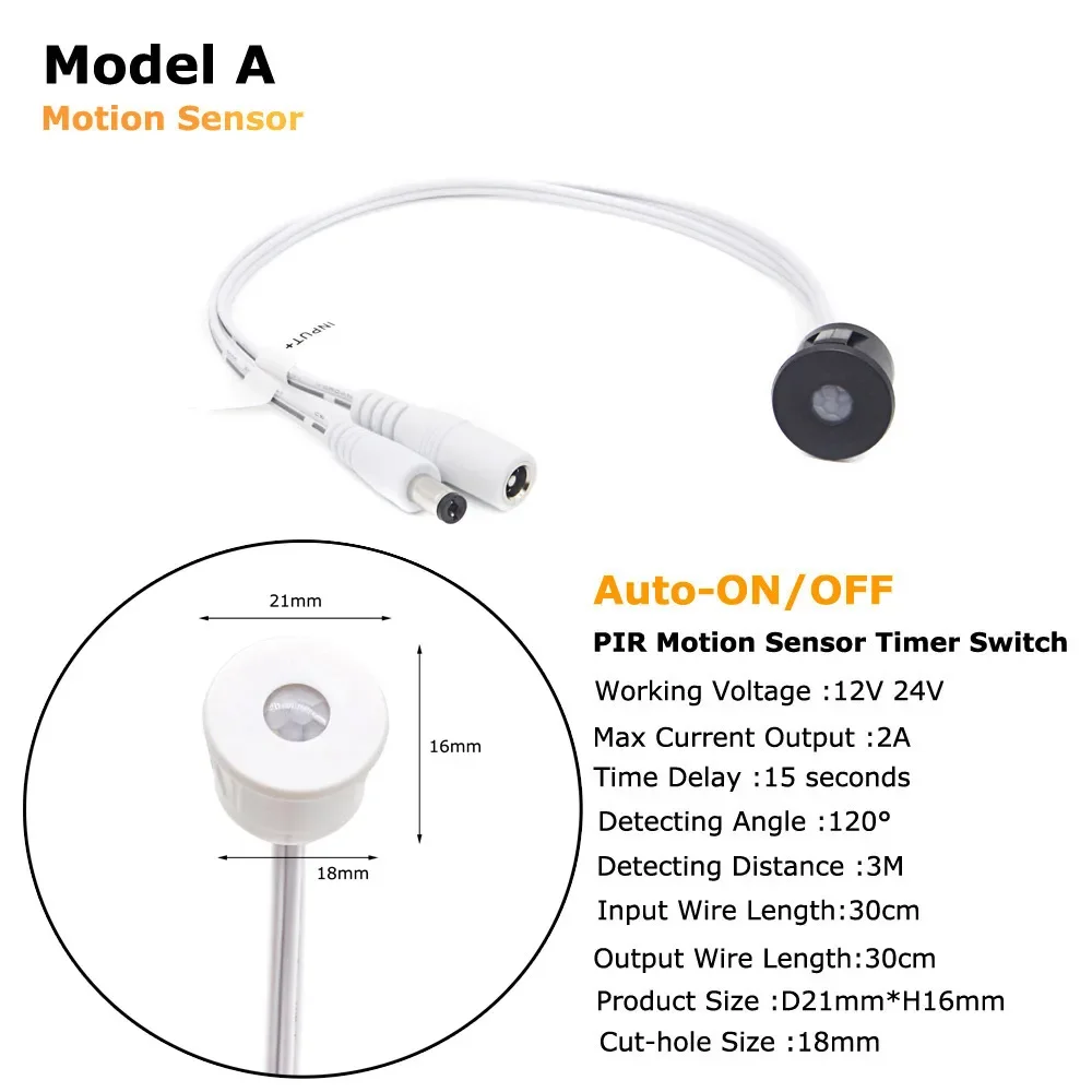 Motion Sensor 12V Light Switch 12 Volt Touch Movement Sensor DC 12V LED PIR Infrared Automatic LED Strip Light Switch ON OFF view 2