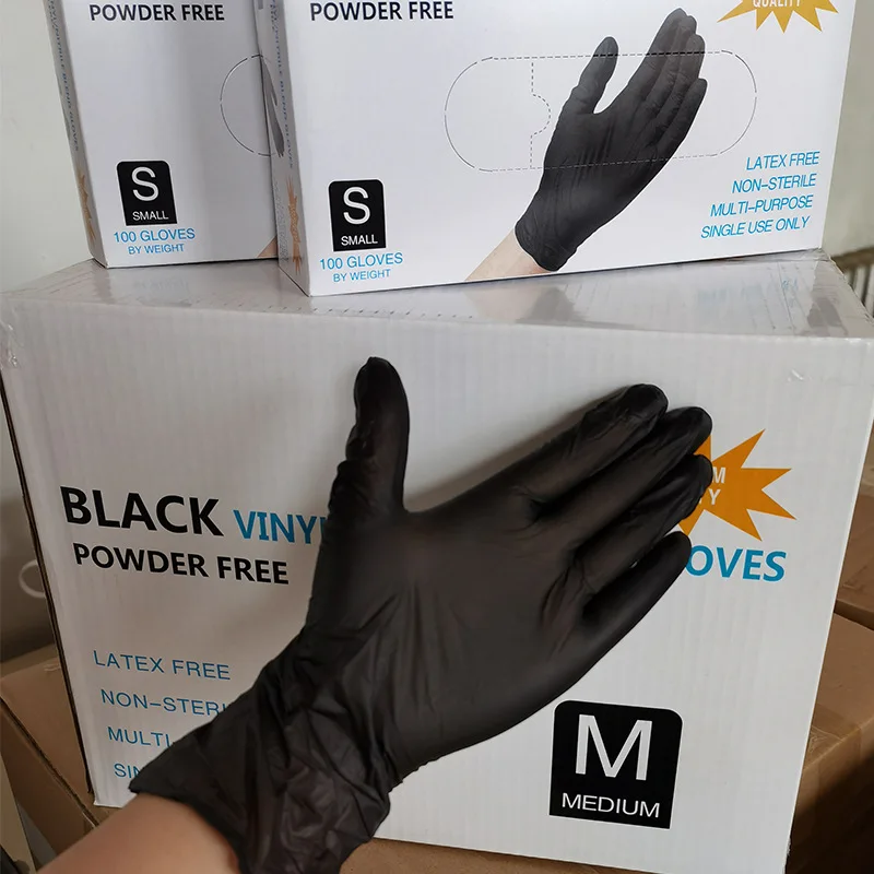 Einweg-Nitrilhandschuhe für den Haushalt, schwarz, puderfrei, lebensmittelecht, gemischte Butadien-Synthetikhandschuhe, Gummi-Küchenhandschuhe