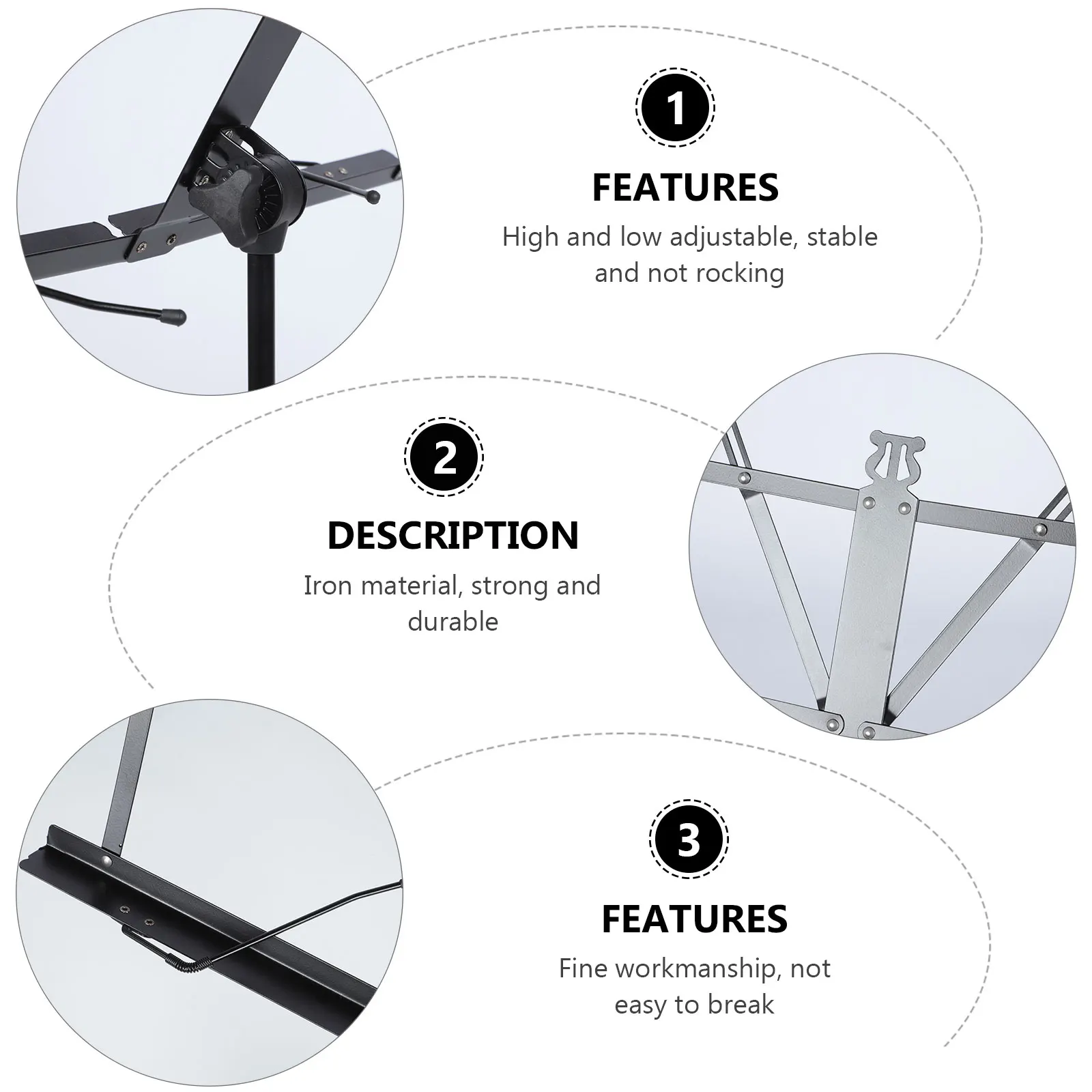 

Adjustable Floor Book Reading Folding Portable Music Score Stand Durable Premium Material Multi-Functional Use Sheet Music