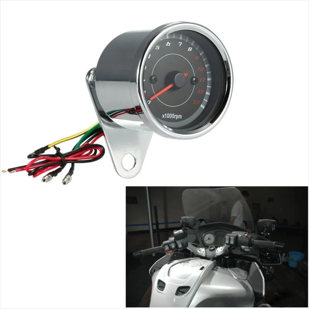Universal LED Backlight Motorcycle Tachometer 1000 RPM Electronic Display Electronic Tach Meter 12V LED Tacho Gauge Motorcycle