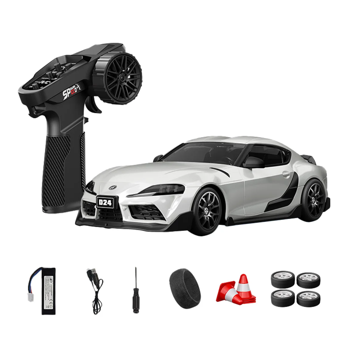 D24 1:24 RC Drift Car 4WD Proportional High Speed Racing Vehicle with ESP Gyro Underglow LED Dual Tires Remote Control Sport Car