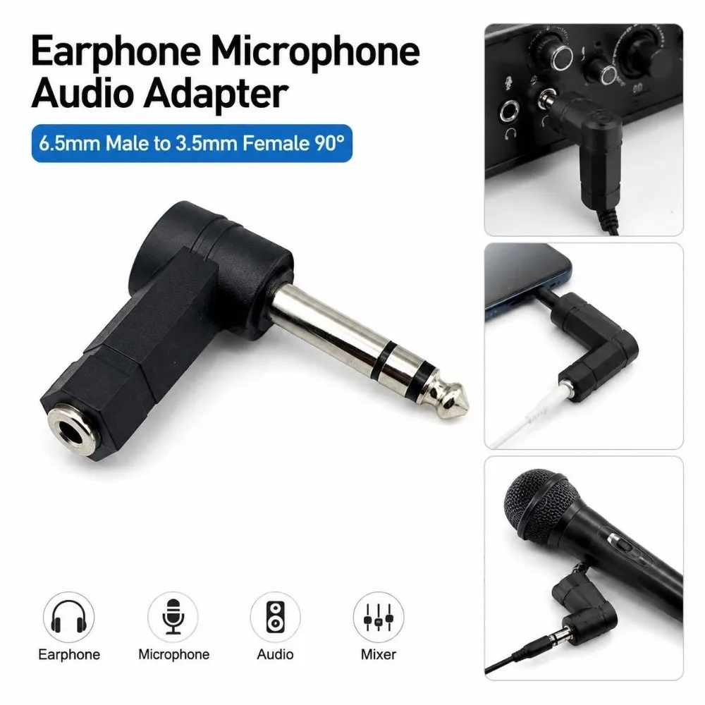 Zinc Alloy Audio Adapter Male To Female Stereo Dual Channel Headphone Jack Adapter Right Angle Space Saving