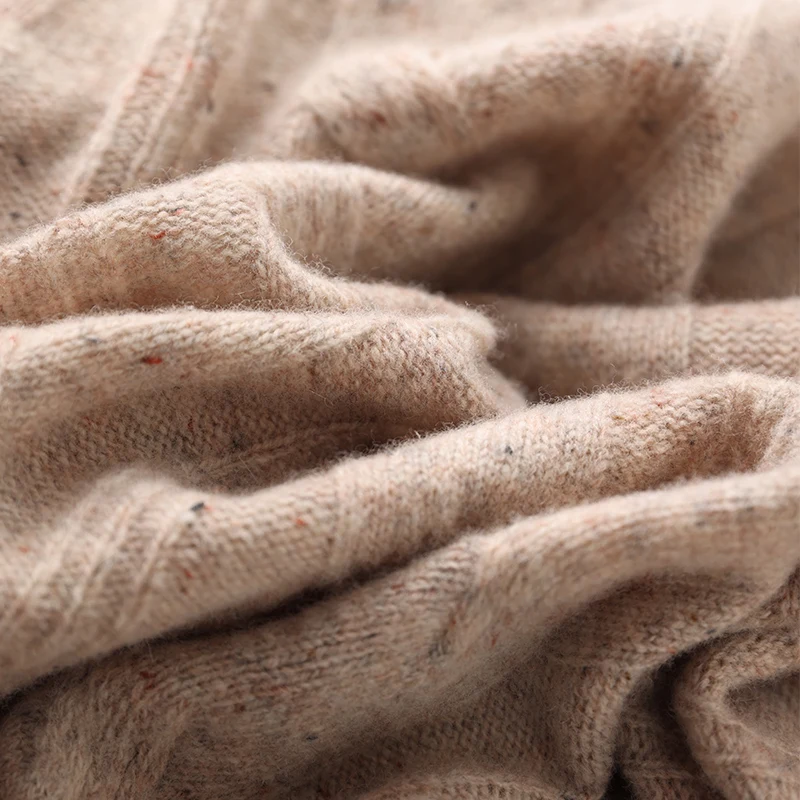 Dolcevita da donna 100% pura lana maglione lavorato a maglia autunno risvolto addensare pullover moda allentato intrecciato top camicia base a pois colorati