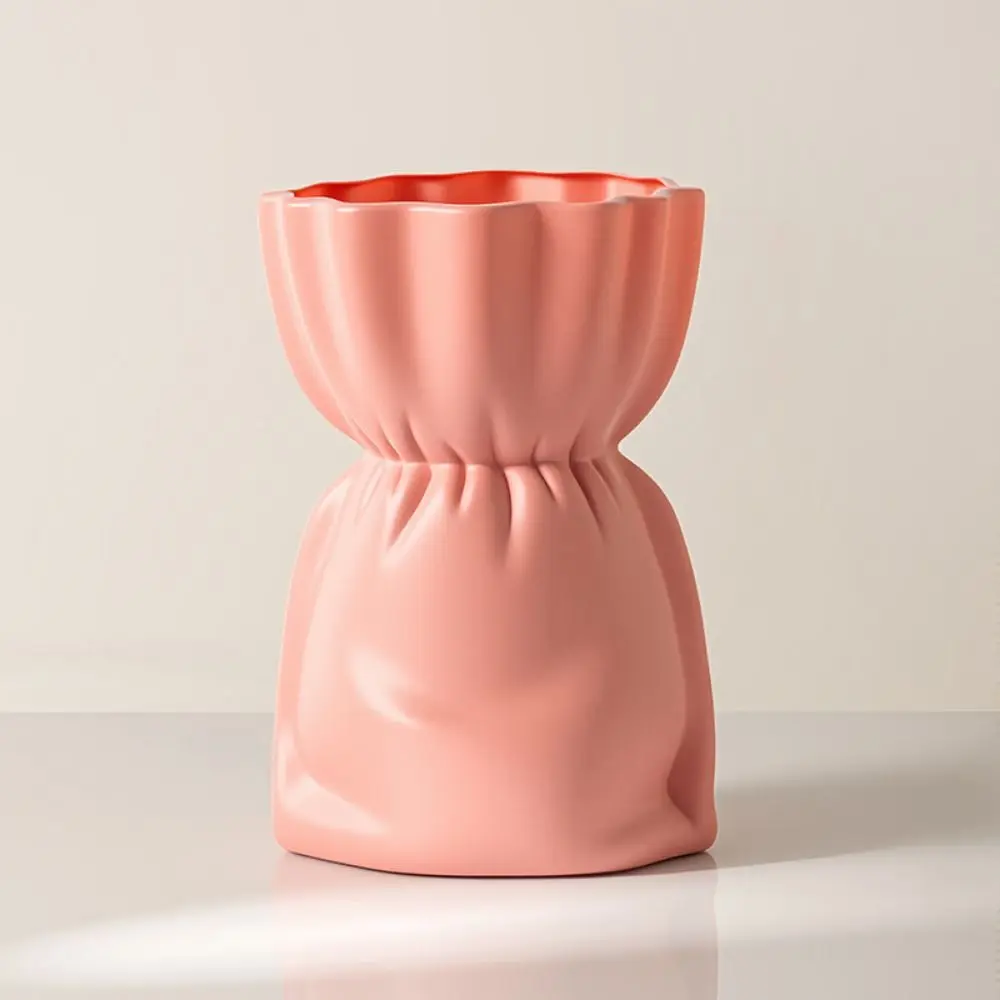 Desktop Ornament Bag Shaped Bouquet Vase INS Style Modern Flower Vase High-end Water Cultivation Home Decor Fresh Flowers