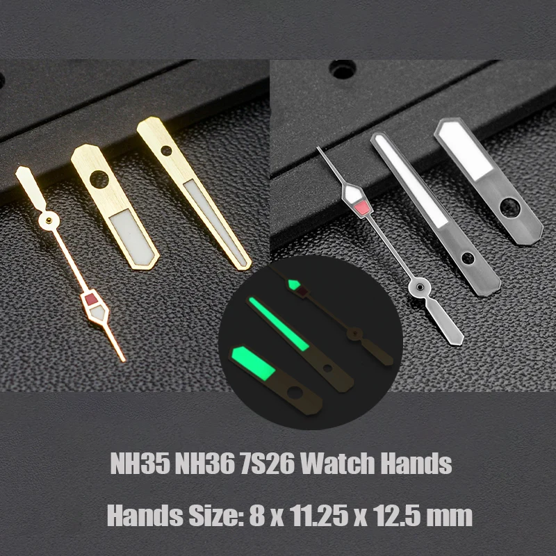 

Green Luminous NH35 Hands skx007 Hands Fit for Seiko NH35 NH36 7S26 Movement Watch Pointer Hands Spare Parts For Watches