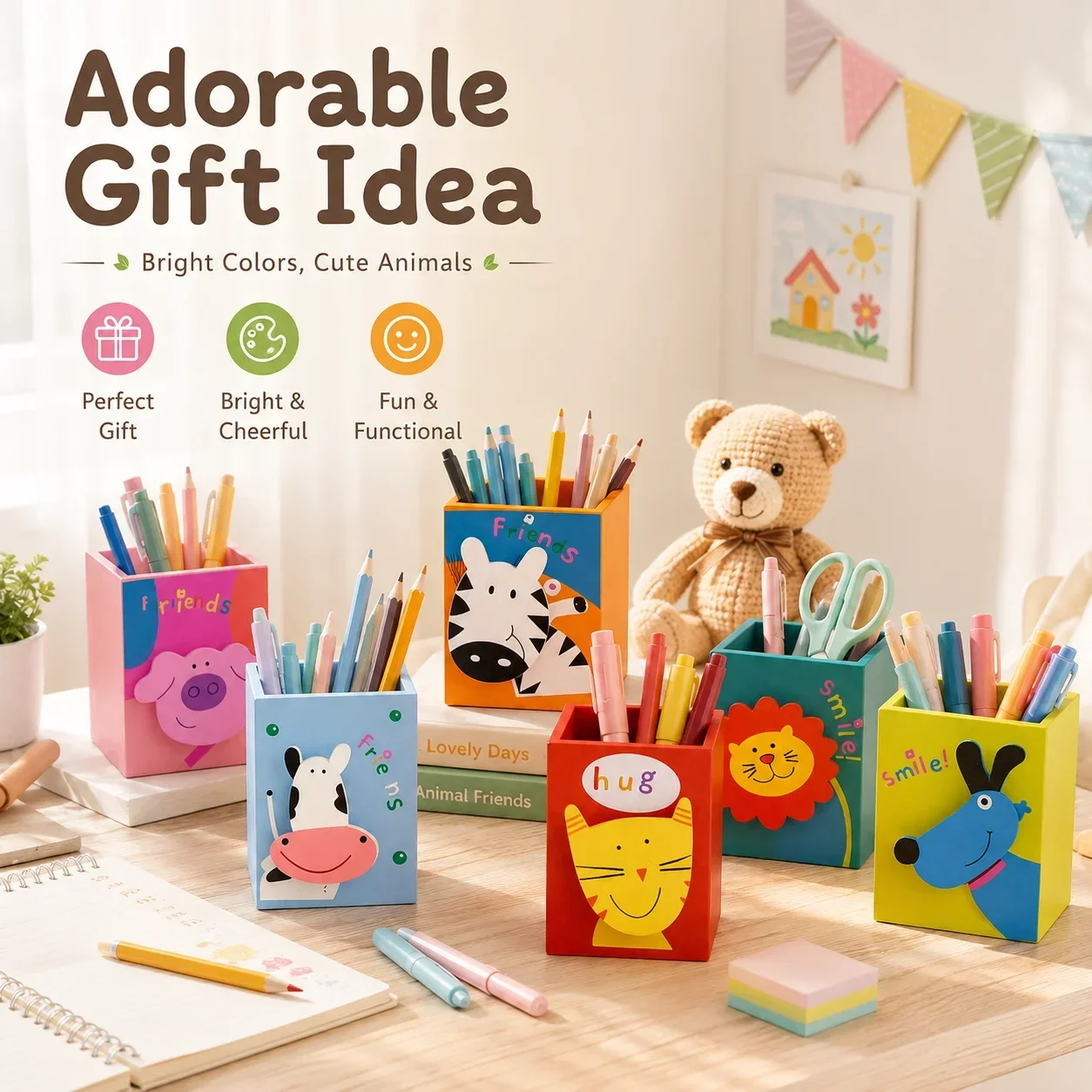 Cute High Beauty Pencil Cup, Creative Desk Organizer for Students, Office Stationery Storage Holder