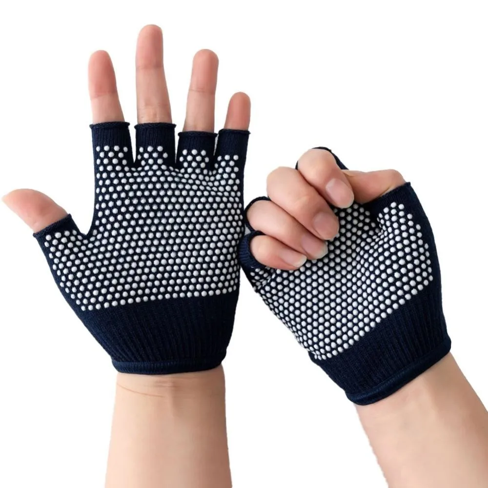 Women Anti-slip Yoga Gloves Cotton Fitness Half Finger Gloves Breathable Outdoor Cycling Bicycle Pilates Sports Fishing Gloves