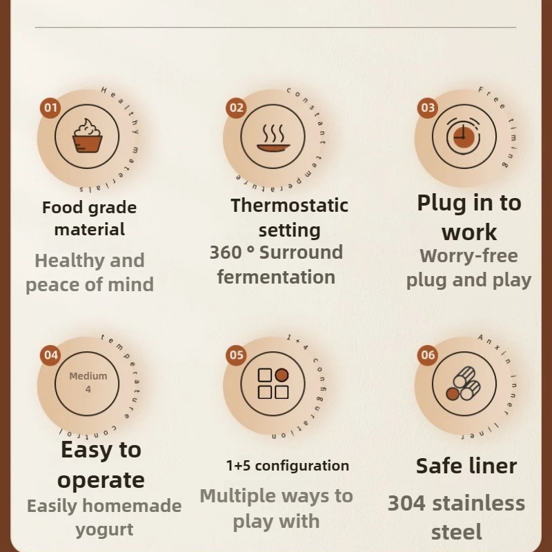 홈 304 스테인레스 스틸 요구르트 기계 완전 자동 소형 요구르트 기계 DIY 지능형 일정한 온도 타이밍