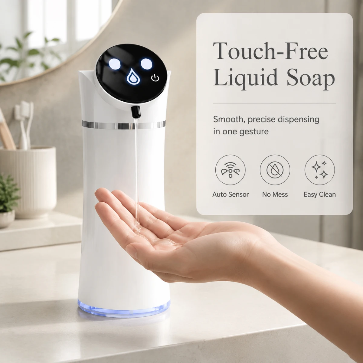 Automatic Touchless Foam Soap Dispenser, Infrared, Adjustable Foam, Waterproof, Rechargeable for Kitchen & Bath