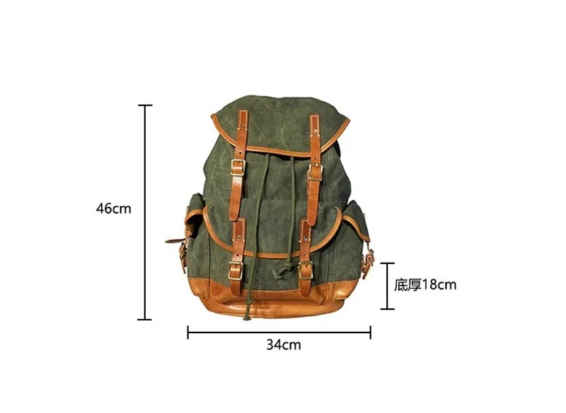 Outdoor travel high-quality canvas genuine leather men women\'s backpack vintage designer handmade luxury mountaineering bagpack